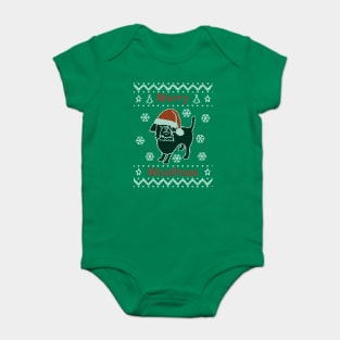 Merry Woofmas says Dog on Ugly Christmas Sweaters Baby Bodysuit